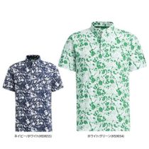 アディダス adidas メンズ PLAY GREEN サッカー生地 総柄 半袖 ボタンダウン ポロシャツ NMJ71 2023年モデル