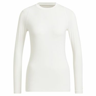 アディダス adidas　レディース ロゴプリント ストレッチ 長袖 クルーネック インナーシャツ EAU17　2023年モデル ホワイト（HT0026）