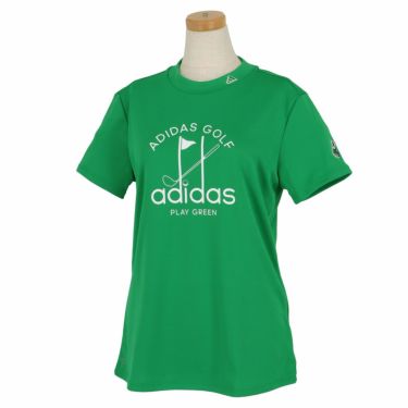 アディダス adidas　レディース PLAY GREEN グラフィックプリント 半袖 モックネックシャツ NMJ59　2023年モデル グリーン（HS9028）