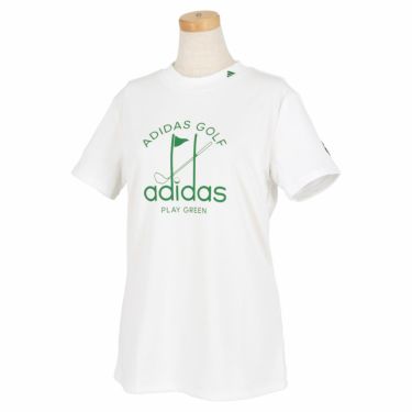 アディダス adidas　レディース PLAY GREEN グラフィックプリント 半袖 モックネックシャツ NMJ59　2023年モデル ホワイト（HS9027）