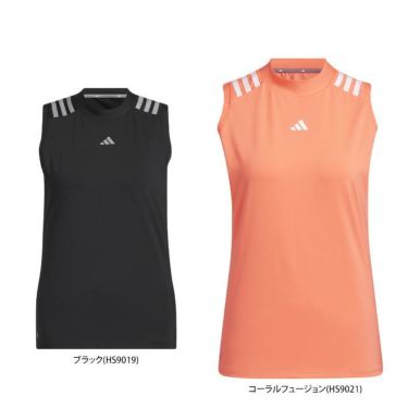 アディダス adidas　レディース スリーストライプス メッシュ切替 ノースリーブ モックネックシャツ NMJ68　2023年モデル 詳細1