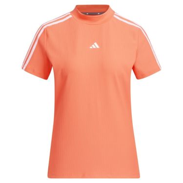 アディダス adidas　レディース スリーストライプス 半袖 モックネックシャツ NMJ69　2023年モデル コーラルフュージョン（HS9016）