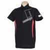マンシングウェア Munsingwear　メンズ 鹿の子 ロゴプリント 配色切替 半袖 ポロシャツ MEMVJA04　2023年モデル ブラック（BK00）