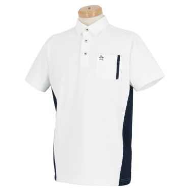 マンシングウェア Munsingwear　メンズ ロゴ刺繍 配色切替 ポケット付き 半袖 ポロシャツ MGMVJA03CH　2023年モデル ホワイト（WH00）