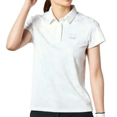 マンシングウェア Munsingwear　レディース ロゴプリント 総柄 ジャガード 半袖 ポロシャツ MEWVJA04　2023年モデル ホワイト（WH00）