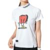 マンシングウェア Munsingwear　レディース 鹿の子 ロゴデザイン ストレッチ 半袖 モックネックシャツ MEWVJA11　2023年モデル ホワイト（WH00）