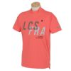 ルコック Le coq sportif　メンズ ロゴデザインプリント 半袖 モックネックシャツ QGMVJA04　2023年モデル ピンク（PK00）