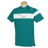 ルコック Le coq sportif　メンズ 配色切替 半袖 モックネックシャツ QGMVJA13　2023年モデル グリーン（GR00）
