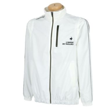 ルコック Le coq sportif　メンズ 撥水 メッシュ裏地 防風 サイドライン 2WAY フルジップ ブルゾン QGMVJK00　2023年モデル ホワイト（WH00）