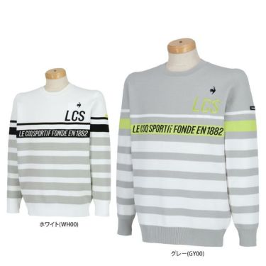 ルコック Le coq sportif　メンズ パネルボーダー柄 長袖 クルーネック セーター QGMVJL01　2023年モデル 詳細1