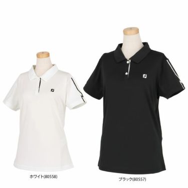 フットジョイ FootJoy　レディース ロゴプリント 袖ライン 4WAYストレッチ 半袖 ポロシャツ FJW-S23-S05　2023年モデル 詳細1