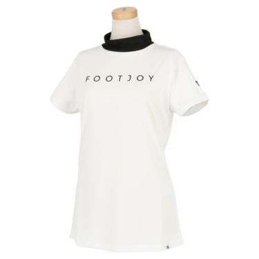 フットジョイ FootJoy　レディース ロゴプリント 4WAYストレッチ 半袖 モックネックシャツ FJW-S23-S06　2023年モデル ホワイト（80559）