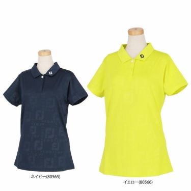 フットジョイ FootJoy　レディース ロゴプリント 総柄 エンボスロゴグラフィック 4WAYストレッチ 半袖 ポロシャツ FJW-S23-S08　2023年モデル 詳細1