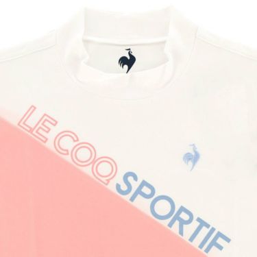 ルコック Le coq sportif　レディース ロゴデザイン バイカラー切替 ストレッチ 半袖 モックネックシャツ QGWVJA06　2023年モデル 詳細3