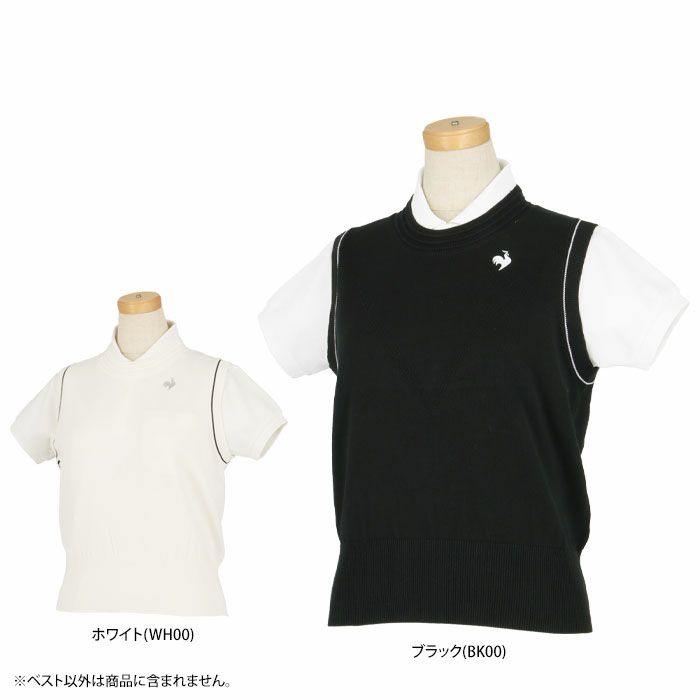 ルコック Le coq sportif　レディース RIJOUME ロゴジャガード ライン配色 クルーネック ニットベスト QGWVJL80　2023年モデル