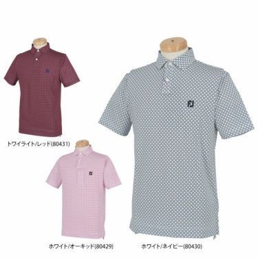 フットジョイ FootJoy　メンズ ロゴ刺繍 総柄 サークルプリント 4WAYストレッチ 半袖 ポロシャツ FJ-S23-S02 2023年モデル 詳細1