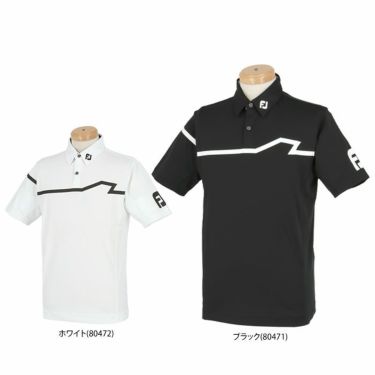 フットジョイ FootJoy　メンズ ロゴプリント ラインデザイン 4WAYストレッチ 半袖 ポロシャツ FJ-S23-S14 2023年モデル 詳細1