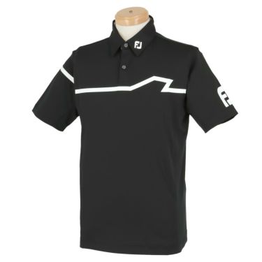 フットジョイ FootJoy　メンズ ロゴプリント ラインデザイン 4WAYストレッチ 半袖 ポロシャツ FJ-S23-S14 2023年モデル ブラック（80471）