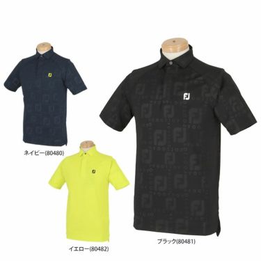 フットジョイ FootJoy　メンズ ロゴプリント 総柄 エンボスロゴグラフィック 4WAYストレッチ ラグランスリーブ 半袖 ポロシャツ FJ-S23-S17 2023年モデル 詳細1