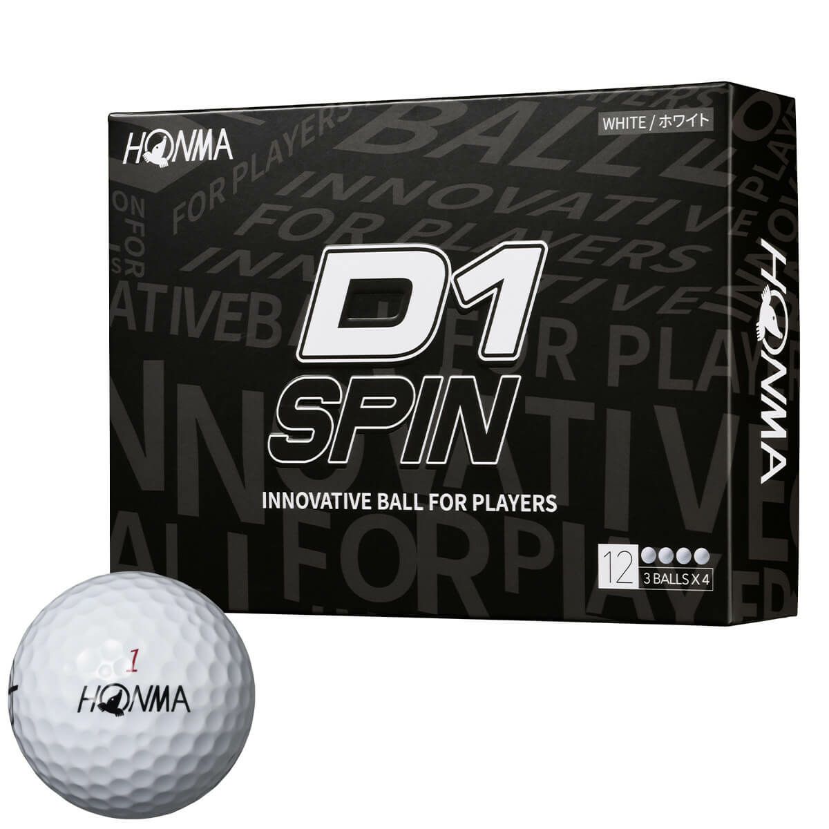 本間ゴルフ D1 SPIN 2023年モデル ゴルフボール 1ダース（12球入り） ホワイト 【公式】有賀園ゴルフオンラインAGO