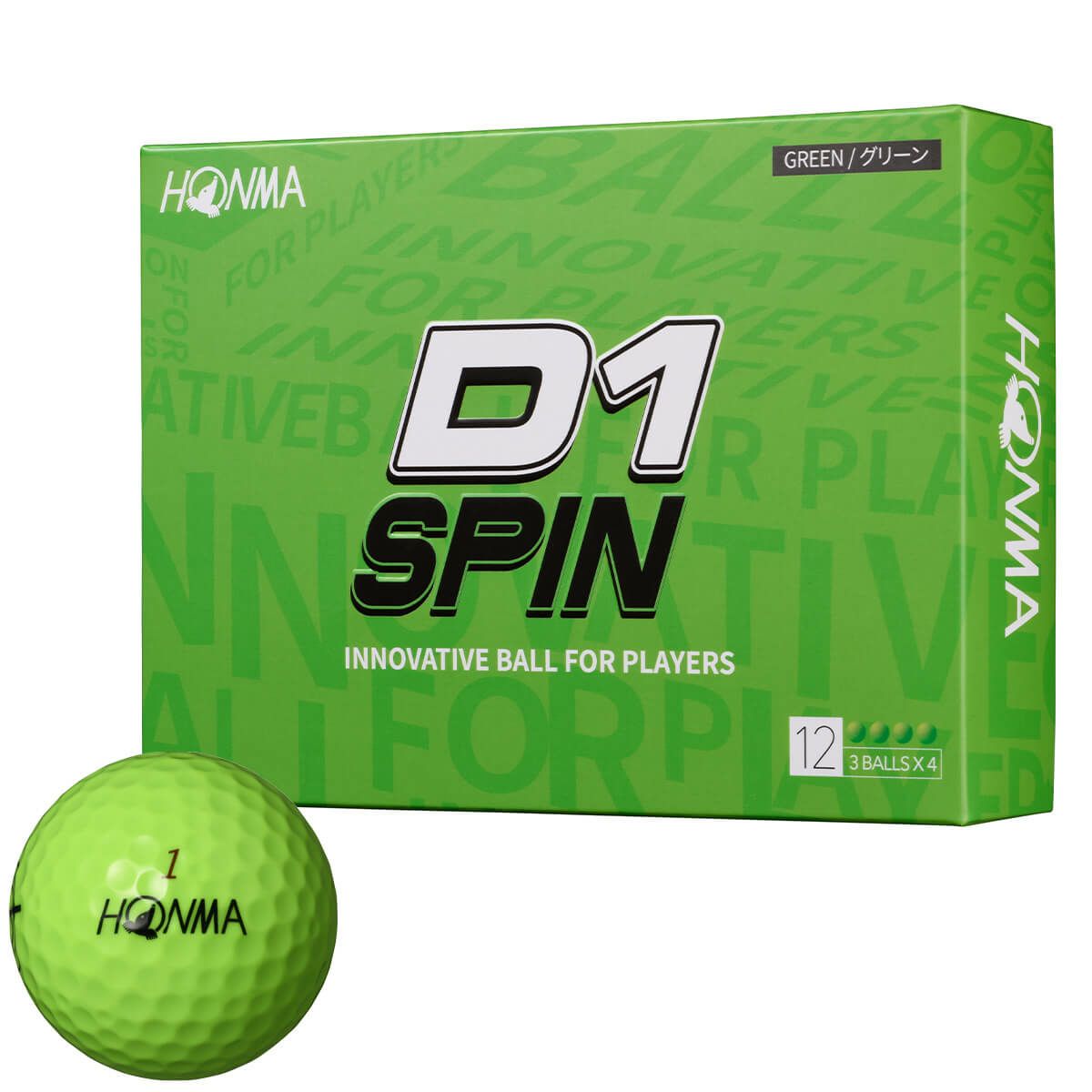 本間ゴルフ D1 SPIN ゴルフボール 1ダース 12個入り (グリーン)... HONMA GOLF