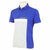 デサントゴルフ DESCENTE GOLF　メンズ 鹿の子 ロゴプリント カラーブロック 半袖 ポロシャツ DGMVJA04　2023年モデル ブルー（BL00）