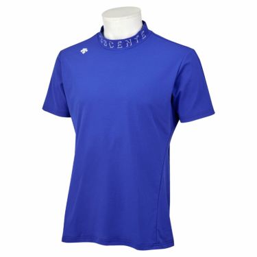 デサントゴルフ DESCENTE GOLF　メンズ 鹿の子 ロゴデザイン ストレッチ 半袖 モックネックシャツ DGMVJA07　2023年モデル ブルー（BL00）