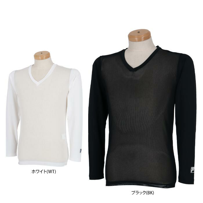 フィラ FILA　メンズ メッシュ 生地切替 接触冷感 UVカット 長袖 Vネック インナーシャツ 743-982　2023年モデル 詳細1