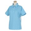 マリクレール marie claire　レディース 総柄 サイドライン切替 半袖 ポロシャツ 713-613　2023年モデル ブルー（BL）
