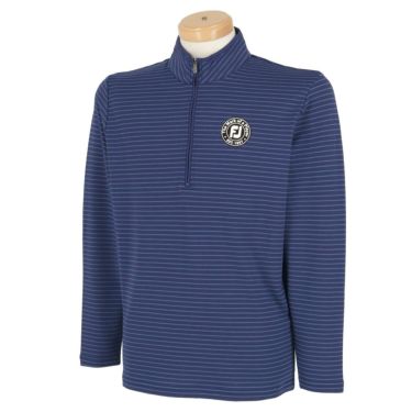 フットジョイ FootJoy　メンズ ロゴワッペン ボーダー柄 ストレッチ 長袖 ハーフジップ プルオーバー FJ-S22-M04　2022年モデル インディゴ（26947）