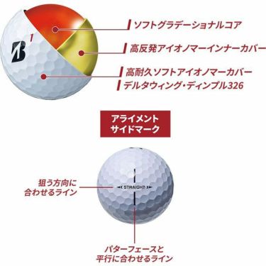 オウンネーム専用　ブリヂストン　スーパーストレート 2023年モデル　ゴルフボール 3ダース（36球） 詳細2