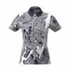 テーラーメイド TaylorMade　レディース ロゴプリント グラフィックデザイン 半袖 ポロシャツ TJ201　2023年モデル ネイビー（N97055）