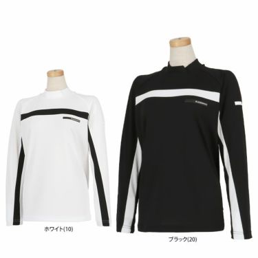 ブラック＆ホワイト Black＆White　ホワイトライン レディース ロゴプリント ラインデザイン メッシュ切替 ストレッチ 長袖 モックネックシャツ BLS9003WD　2023年モデル