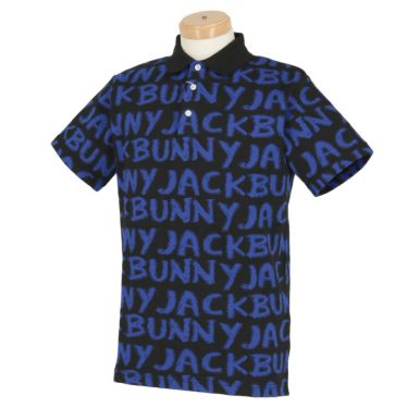 ジャックバニー Jack Bunny!!　メンズ 鹿の子 総柄 ロゴデザイン 半袖 ポロシャツ 262-3160225　2023年モデル ブルー（110）