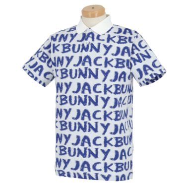 ジャックバニー Jack Bunny!!　メンズ 鹿の子 総柄 ロゴデザイン 半袖 ポロシャツ 262-3160225　2023年モデル ホワイト（030）