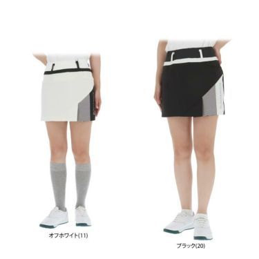 ブラック＆ホワイト Black＆White　ホワイトライン レディース アシンメトリーデザイン 配色切替 4WAYストレッチ スカート BLS4003WO　2023年モデル 詳細1