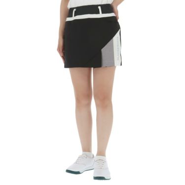 ブラック＆ホワイト Black＆White　ホワイトライン レディース アシンメトリーデザイン 配色切替 4WAYストレッチ スカート BLS4003WO　2023年モデル ブラック（20）
