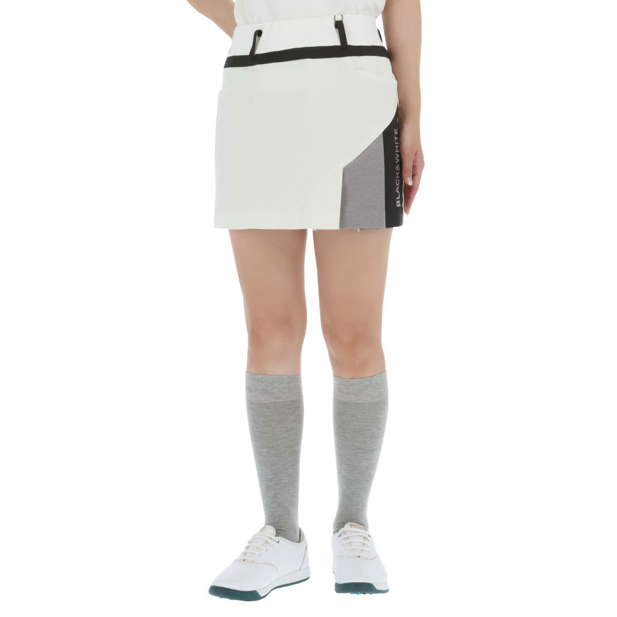 ブラック＆ホワイト Black＆White　ホワイトライン レディース アシンメトリーデザイン 配色切替 4WAYストレッチ スカート BLS4003WO　2023年モデル オフホワイト（11）