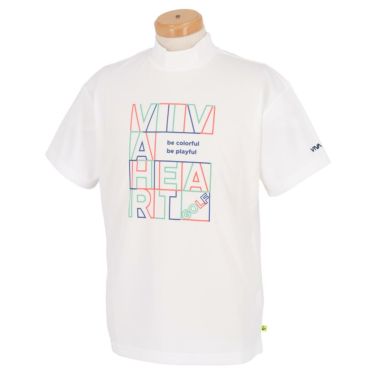 ビバハート VIVA HEART　メンズ ラインボックスロゴプリント 半袖 モックネックシャツ 011-28343　2023年モデル オフホワイト（05）