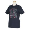 ビバハート VIVA HEART　レディース ラインボックスロゴプリント 鹿の子 半袖 モックネックシャツ 012-28343　2023年モデル ネイビー（98）