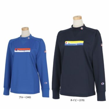 チャンピオンゴルフ ChampionGOLF　レディース 鹿の子 ロゴプリント ストレッチ 長袖 Vガゼット モックネックシャツ CW-XG402　2023年モデル 詳細1