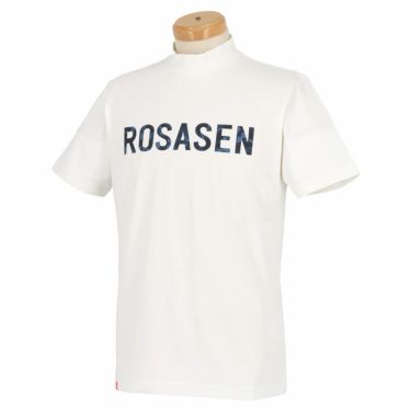 ロサーセン Rosasen　メンズ 迷彩柄ロゴプリント メランジ調 ストレッチ 半袖 モックネックシャツ 044-28242　2023年モデル オフホワイト（05）