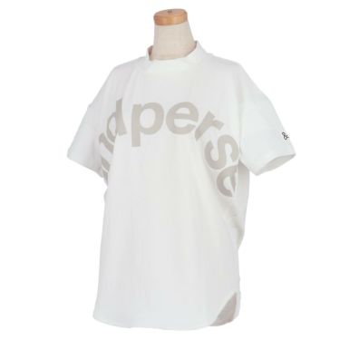 アンパスィ and per se　レディース ロゴプリント ストレッチ 半袖 モックネックシャツ AFS6603W2　2023年モデル ホワイト（10）