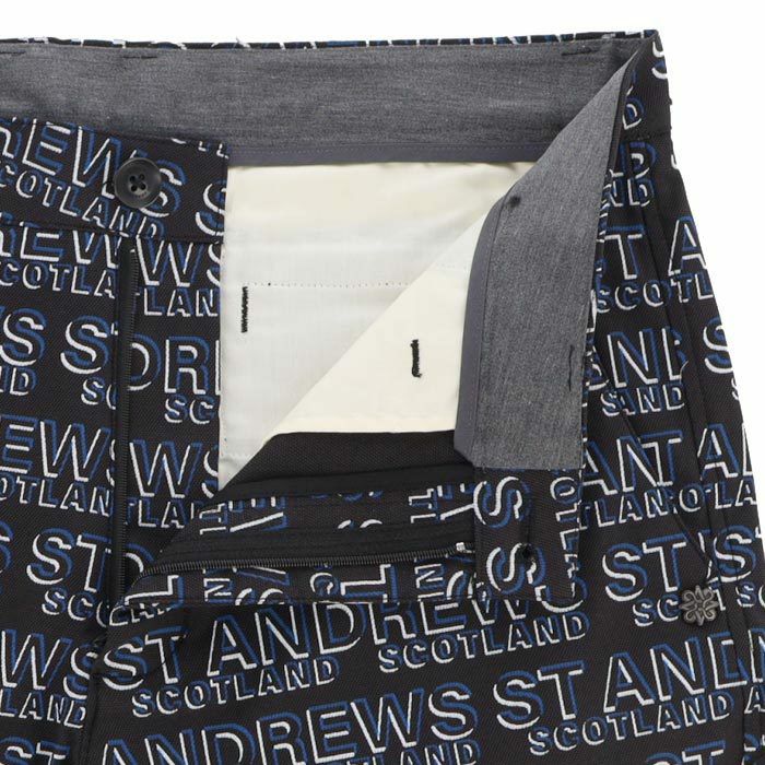 新品 セントアンドリュース イングリッシュ総柄 ストレッチ パンツ 黒