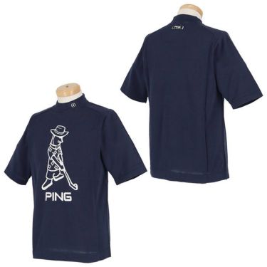 ピン PING　メンズ ロゴデザイン Mr.PING 半袖 ニット ハイネックシャツ 621-3175203　2023年モデル 詳細2