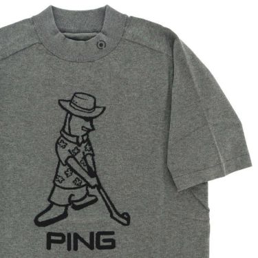 ピン PING　メンズ ロゴデザイン Mr.PING 半袖 ニット ハイネックシャツ 621-3175203　2023年モデル 詳細3
