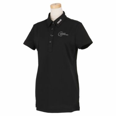 ピン PING　レディース ロゴデザイン ストレッチ 半袖 ポロシャツ 622-3160202　2023年モデル ブラック（010）