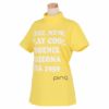 ピン PING　レディース 鹿の子 グラフィックプリント ストレッチ 半袖 ハイネックシャツ 622-3168312　2023年モデル イエロー（060）