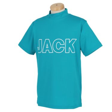 ジャックバニー Jack Bunny!!　メンズ ビックロゴプリント ストレッチ 半袖 モックネックシャツ 262-3167531　2023年モデル ターコイズ（130）