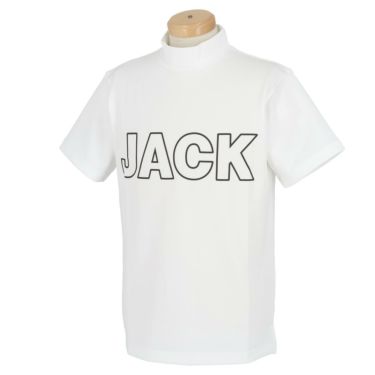 ジャックバニー Jack Bunny!!　メンズ ビックロゴプリント ストレッチ 半袖 モックネックシャツ 262-3167531　2023年モデル ホワイト（030）